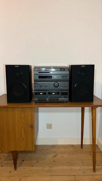 Sony platenspeler cassette hifi tower met speakers