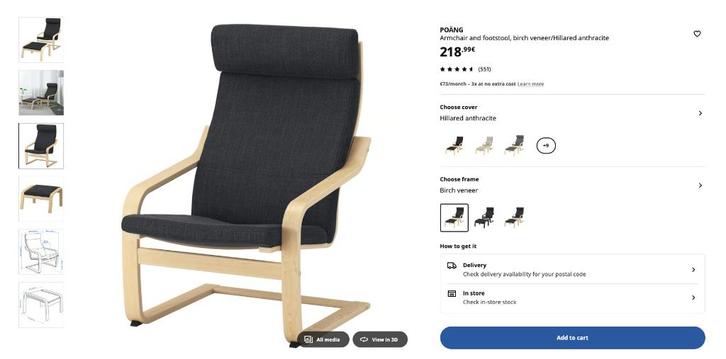 Armchair with footstool/Fauteuil avec repose-pieds/Fauteuil, Huis en Inrichting, Fauteuils, Gebruikt, Hout, Ophalen