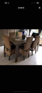 Tafel met 6 rieten stoelen, Huis en Inrichting, Complete eetkamers, Zo goed als nieuw, Ophalen