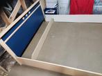 Bed met Nachtkastjes in hout, Ophalen, 70 cm of minder, Blauw, Tweepersoons