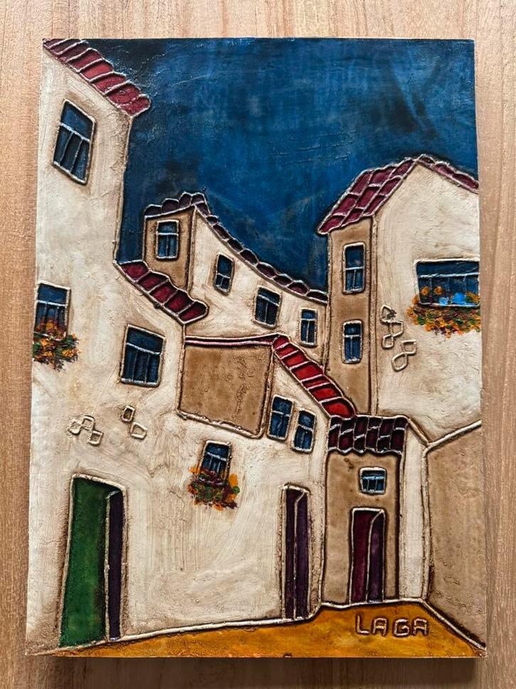 2 Reliëf Schilderijen gesigneerd LAGA., Antiek en Kunst, Kunst | Schilderijen | Klassiek, Ophalen of Verzenden