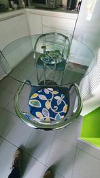 Ronde glazen tafel met 2 stoelen., Huis en Inrichting, Ophalen
