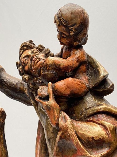 Groot houten beeld 'St-Christoffel' - Enrico Le Clair, Antiek en Kunst, Kunst | Beelden en Houtsnijwerken, Ophalen