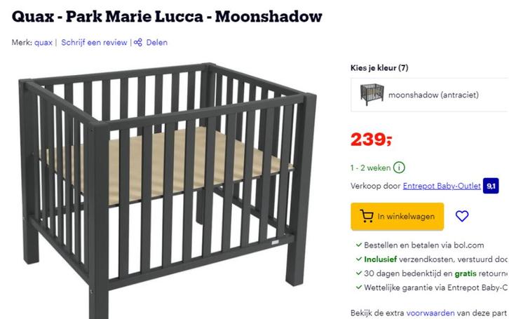 Quax Babypark Marie Lucca, Kinderen en Baby's, Babyparken, Gebruikt, Rechthoekig, In hoogte verstelbaar, Ophalen