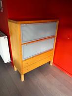 Barkast/buffetkast modern hout met glas, Huis en Inrichting, Ophalen, Gebruikt, 100 tot 150 cm, Glas