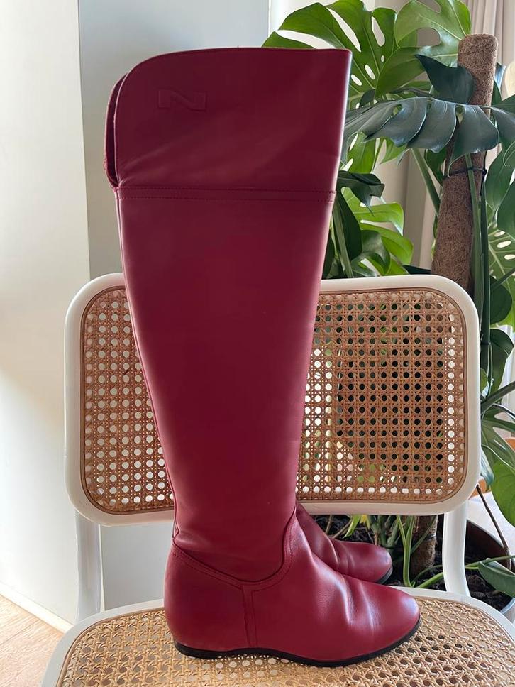 Lange laarzen Nathan - 37, Kleding | Dames, Schoenen, Zo goed als nieuw, Hoge laarzen, Rood, Ophalen of Verzenden
