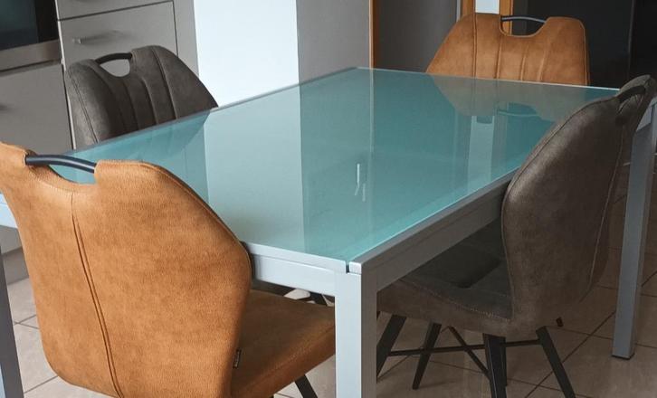 Table en verre avec rallonge, Huis en Inrichting, Tafels | Eettafels, Gebruikt, 50 tot 100 cm, 200 cm of meer, Vijf personen of meer
