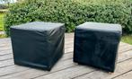 Zwarte IKEA poef leder 2 stuks, Ophalen, Minder dan 50 cm, Gebruikt, Vierkant
