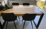 Mangohout tafel met 4 stoelen (donkergroen), Comme neuf, Autres matériaux, Enlèvement ou Envoi