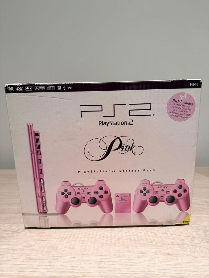 Zeldzame Pink PlayStation 2 – CIB –, Games en Spelcomputers, Spelcomputers | Sony PlayStation 2, Zo goed als nieuw, Roze, Met 2 controllers