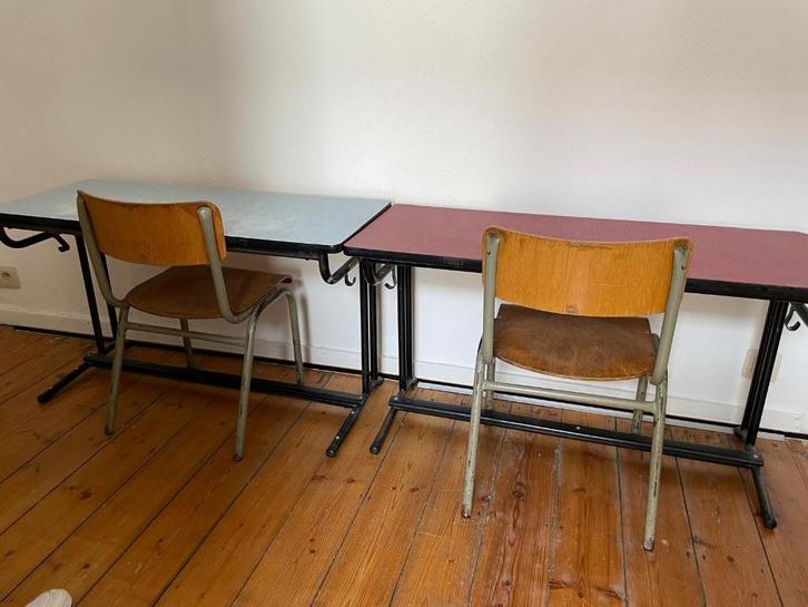 vintage bureau / schoolbankjes met stoelen voor kinderen, Kinderen en Baby's, Kinderkamer | Tafels en Stoelen, Gebruikt, Tafel(s) en Stoel(en)