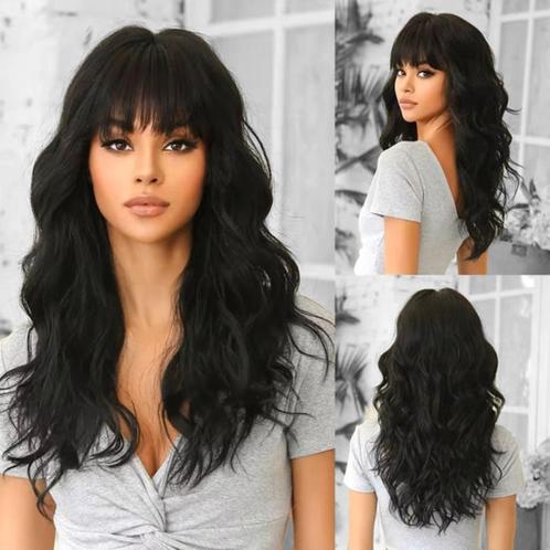 Luxe pruik lang zwart haar met grove losse slag model 8086, Handtassen en Accessoires, Uiterlijk | Haarverzorging, Nieuw, Pruik of Haarverlenging