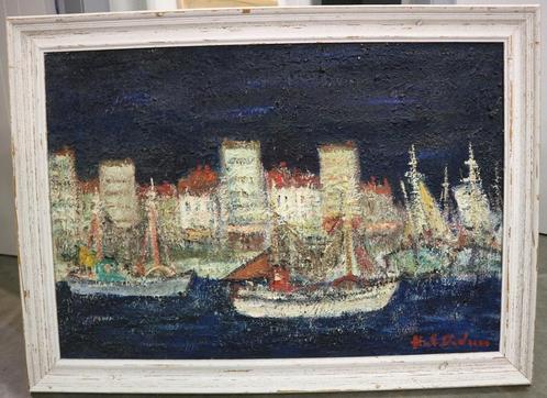 Hubert DE VRIES, schepen op de Schelde, Antiek en Kunst, Kunst | Schilderijen | Klassiek, Ophalen of Verzenden