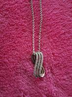 Zilveren ketting met hanger in steentjes, Ophalen of Verzenden, Zo goed als nieuw, Met hanger