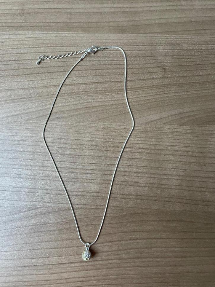Halsketting, Handtassen en Accessoires, Kettingen, Nieuw, Zilver, Zilver, Met kristal, Verstelbaar, Ophalen