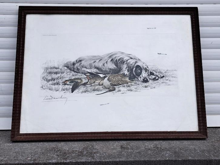 gravure signe leon danchin, Antiek en Kunst, Kunst | Etsen en Gravures, Ophalen of Verzenden