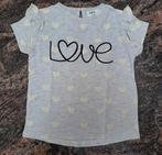 Mt 98 Grijze T-shirt met ruches, beige hartjes, love, Meisje, Ophalen of Verzenden, Zara, Zo goed als nieuw