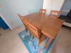 Houten tafel met 4 stoelen, Huis en Inrichting, Ophalen, Gebruikt, Vier personen, Rechthoekig