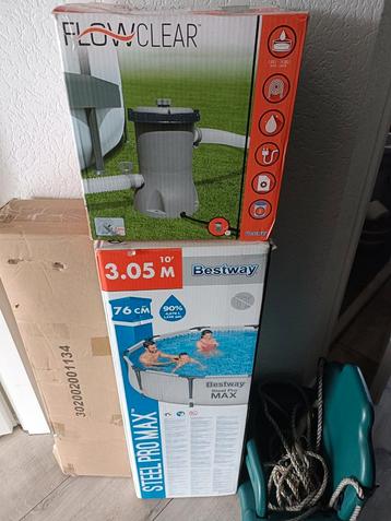 Zwembad met Flowclear pomp en trap, Tuin en Terras, Zwembaden, Ophalen, Zo goed als nieuw