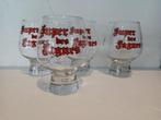 Quatre verres rouges SUPER DES FAGNES grande lettres, Enlèvement ou Envoi, Comme neuf, Verre ou Verres, Autres marques