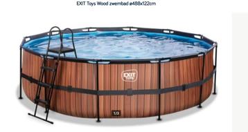 Piscine en bois EXIT Toys ø488x122cm avec accessoires, 300 cm ou plus, Rond, Enlèvement, Utilisé