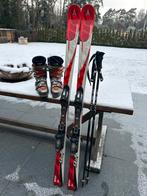 Complete set ski’s, stokken en skibotten, Sport en Fitness, Skiën en Langlaufen, Ophalen, 140 tot 160 cm, Stokken, Zo goed als nieuw