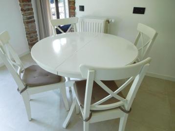 Table RONDE extensible, blanc, 110/155 cm 4/6 personnes