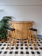 Vintage sixties tikkie bar + 2 krukken | bamboo barmeubel, Enlèvement, Utilisé