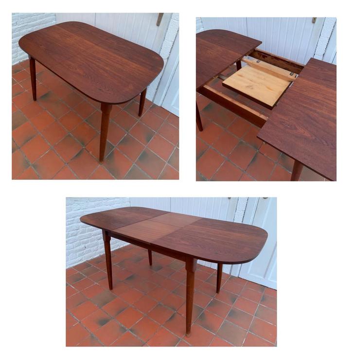 Table extensible teck scandinave vintage, Maison & Meubles, Tables | Tables à manger, Utilisé, Teck, Enlèvement