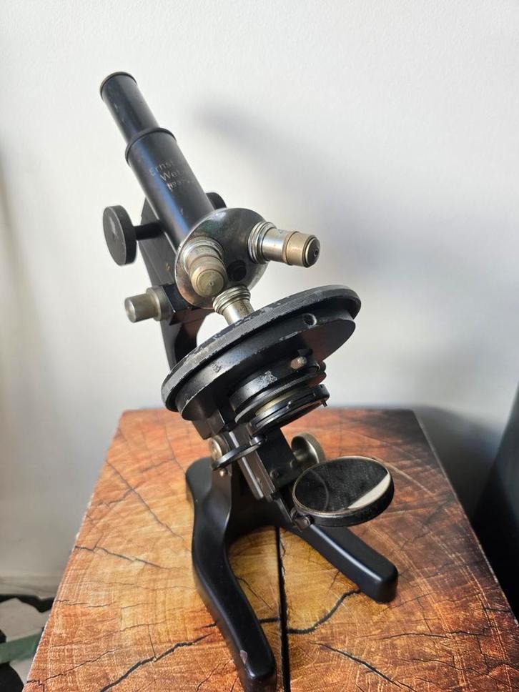 Antieke Microscoop – Ernst Leitz Wetzlar (No. 379065), Audio, Tv en Foto, Optische apparatuur | Microscopen, Gebruikt, Ophalen of Verzenden