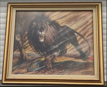 Technique mixte lion plutôt mourir signe medart tytgat beschikbaar voor biedingen
