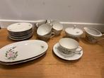 Servies groen takje en roos, Ophalen of Verzenden