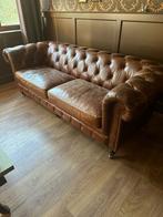 Vintage chesterfield lederen zitbank weinig gebruikt, Huis en Inrichting, Ophalen of Verzenden, Zo goed als nieuw