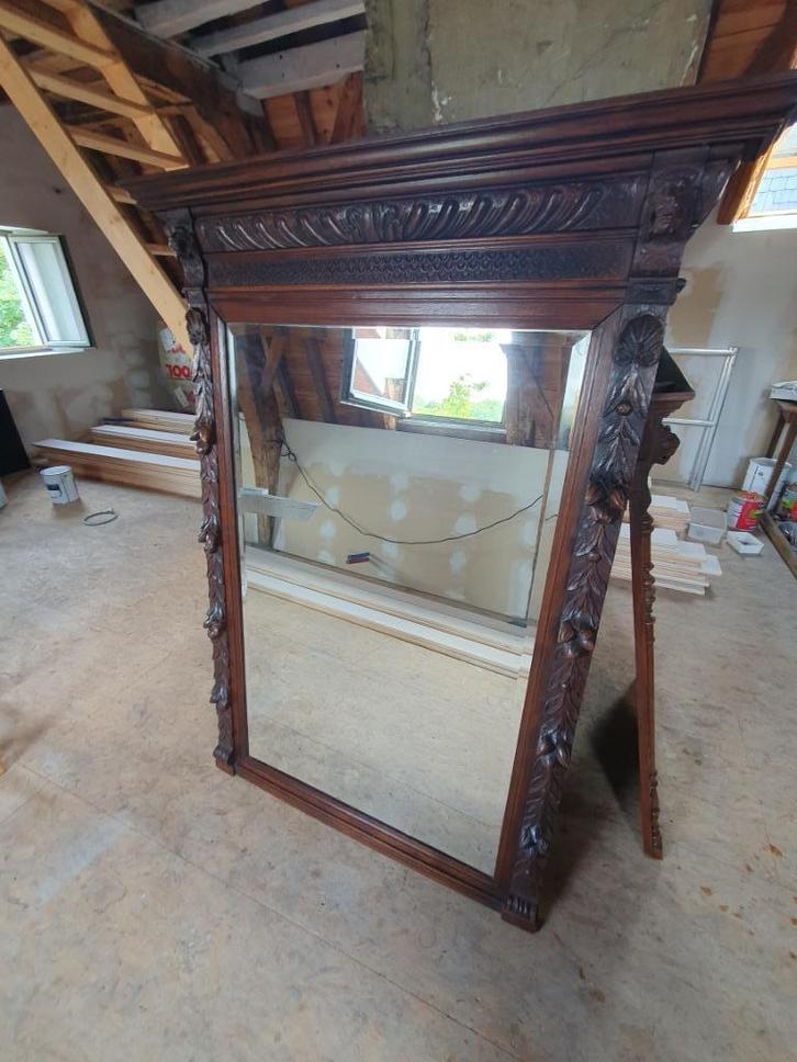 Grote antieke Mechelse spiegel, Antiek en Kunst, Antiek | Spiegels, 100 tot 150 cm, 150 tot 200 cm, Rechthoekig, Ophalen of Verzenden