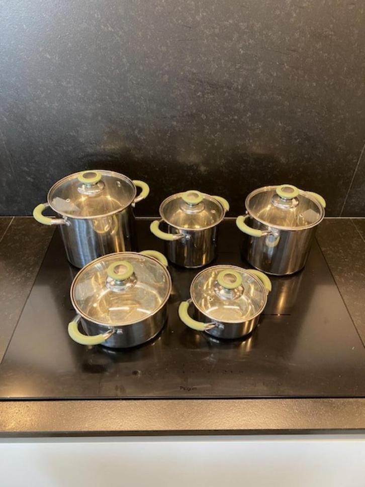 Bo-Camp vierdelig pannenset, Huis en Inrichting, Keuken | Potten en Pannen, Zo goed als nieuw, Pannenset, Overige materialen, Keramische plaat
