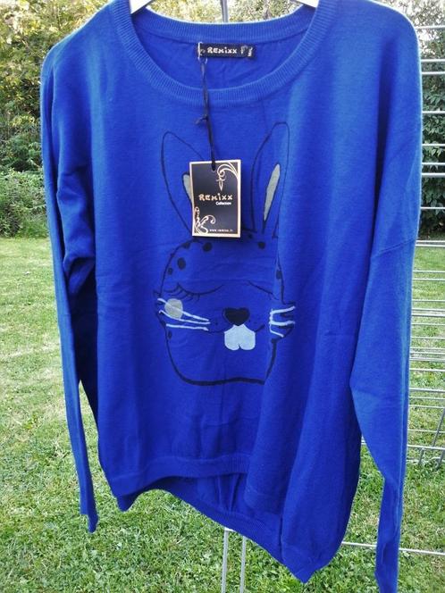 trui fel blauw / slapend konijn S/M (36) 38-40 (42) Nieuw, Kleding | Dames, Truien en Vesten, Nieuw, Maat 38/40 (M), Blauw, Ophalen of Verzenden