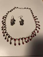 Juwelenset met edelstenen, Handtassen en Accessoires, Antieke sieraden, Ophalen, Zilver, Ketting, Met edelsteen