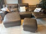 Lederen 3zit met relax en chaise-long; met poef, 125 cm ou plus, Enlèvement, Cuir, Utilisé