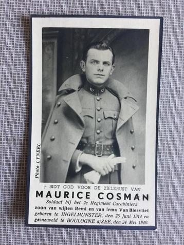 Soldaat Cosman Ingelmunster gesneuveld Mei 1940. WOII beschikbaar voor biedingen