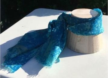 Turquoise, zijden foulard/haarband Bardot style beschikbaar voor biedingen