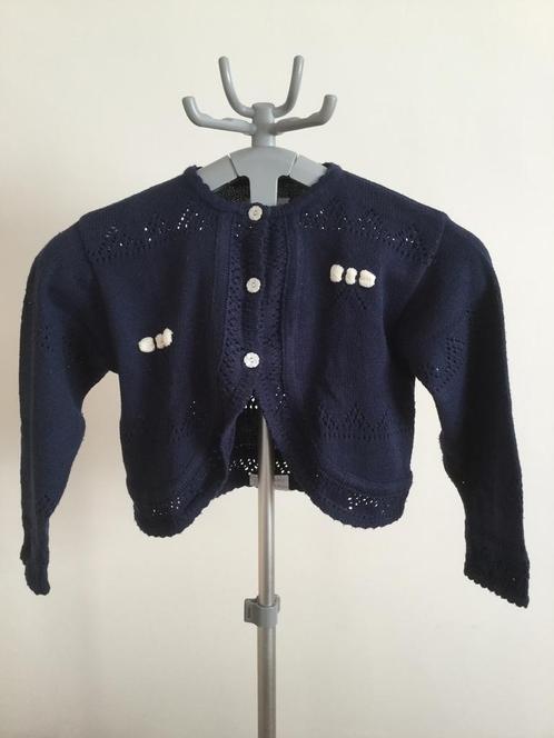 Blauwe gilet vintage Maat 128 Folieke, Kinderen en Baby's, Kinderkleding | Maat 128, Zo goed als nieuw, Meisje, Trui of Vest, Ophalen of Verzenden