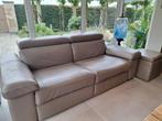 Lederen salon (3 zit relax) en 2 zit + poef, Huis en Inrichting, Ophalen, Gebruikt, 100 tot 125 cm, Leer