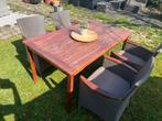 Tuintafel en 4 stoelen met kussens in nieuwstaat, Tuin en Terras, Overige Tuin en Terras, Ophalen, Zo goed als nieuw