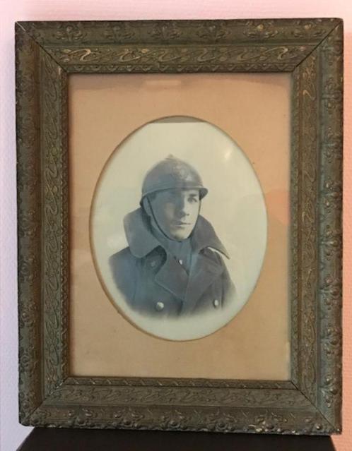 Portret Belgische soldaat 1938 in kader met glas., Verzamelen, Militaria | Algemeen, Landmacht, Foto of Poster, Ophalen of Verzenden