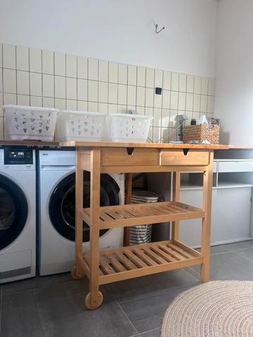 IKEA FÖRHÖJA houten roltafel met wieltjes beschikbaar voor biedingen