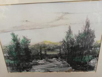 Aquarel:' berglandschap', gesigneerd beschikbaar voor biedingen