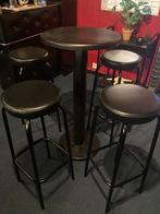 4 barkrukken met hoge tafel, Maison & Meubles, Tabourets de bar, Comme neuf, 60 à 90 cm, 4 tabourets, Enlèvement