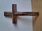 Crucifix vintage en bois et métal, Ophalen of Verzenden, Zo goed als nieuw