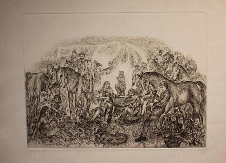 Jan Keustermans - ets 63/150 -, Antiek en Kunst, Kunst | Etsen en Gravures, Ophalen