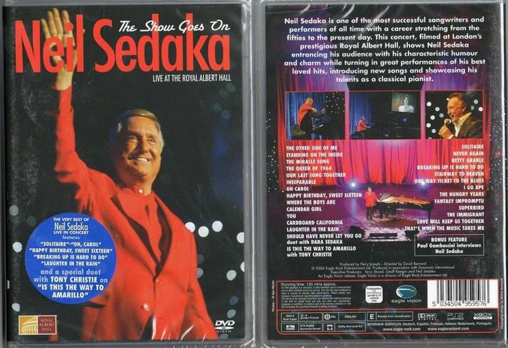 NIEL SEDAKA THE SHOW GOES ON NIEUW DVD 5034504959576, Cd's en Dvd's, Dvd's | Muziek en Concerten, Nieuw in verpakking, Muziek en Concerten